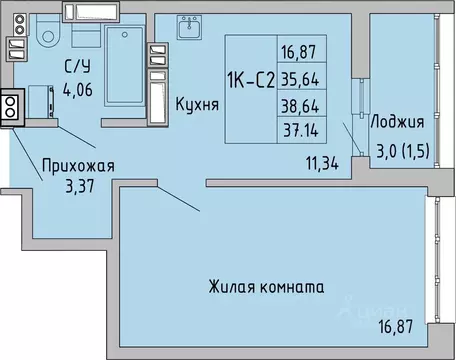 1-к кв. Ростовская область, Батайск ул. Луначарского, 180А (37.14 м)