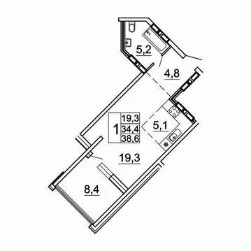 1-к кв. Приморский край, Владивосток Лесная ул., 1В/1 (38.6 м)