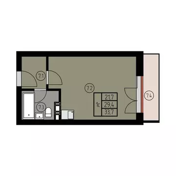 Квартира-студия: Лесное, ш. Калининградское (33.5 м)