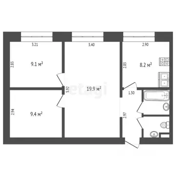 3-к кв. Тюменская область, Тюмень Одесская ул., 18 (56.0 м)
