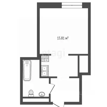 Студия Тюменская область, Тюмень ул. Фармана Салманова, 15 (24.0 м)