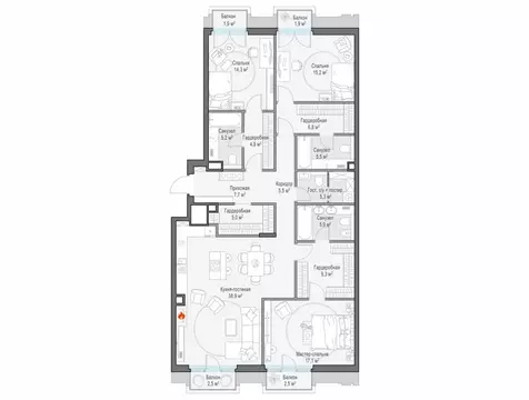 3-комнатная квартира: Москва, Электрический переулок, 1к20Бс24 (151.1 ...