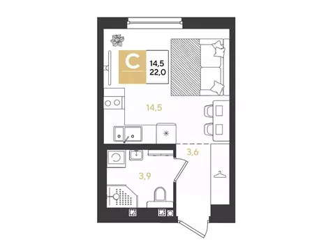 Студия Краснодарский край, Краснодар Самолет кв-л,  (22.0 м)