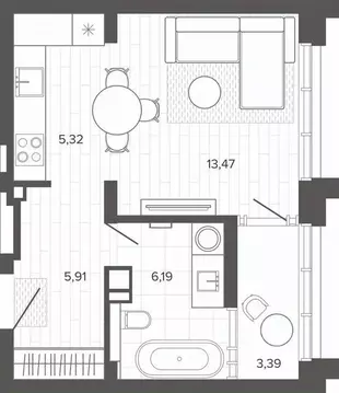 1-к кв. Алтайский край, Барнаул ул. 50 лет СССР, 51А (33.91 м)