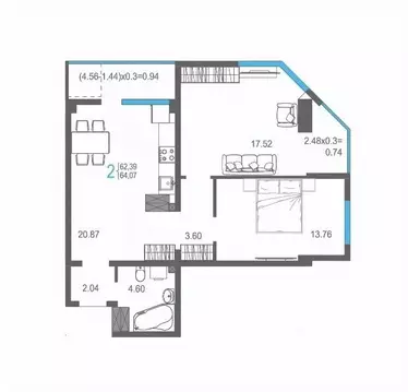 2-к кв. Крым, Ялта ул. Кирова, 155Ак1 (64.07 м)