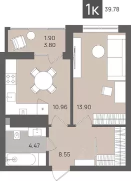 1-к кв. Калининградская область, Светлогорск Новая ул., 22к1 (39.78 м)