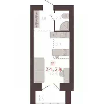 1-к кв. Алтайский край, Новоалтайск ул. Южсиба, 52А (24.2 м)