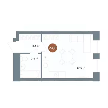 Студия Новосибирская область, Новосибирск ул. Костычева, 19/1 (24.8 м)