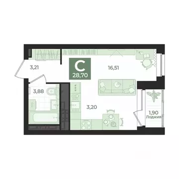 Студия Свердловская область, Екатеринбург пер. Ударников, 33 (28.7 м)
