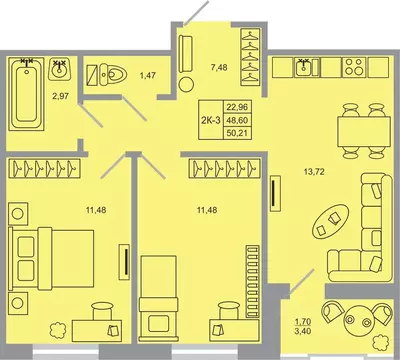 2-к кв. Ленинградская область, Всеволожский район, пос. Бугры Стороны ...