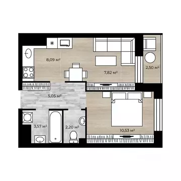 2-к кв. Ярославская область, Ярославль Аэропарк жилой комплекс (38.51 ...