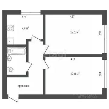 2-к кв. Ханты-Мансийский АО, Сургут ул. Республики, 69 (39.3 м)