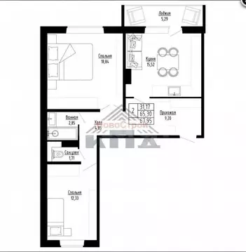 2-комнатная квартира: Омск, 4-я Северная улица, 6 (47.8 м)