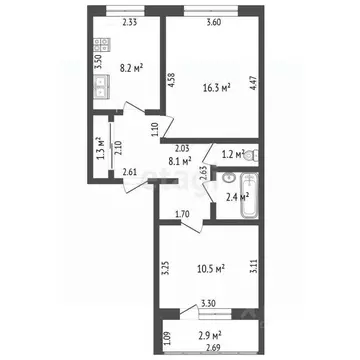 2-к кв. Башкортостан, Стерлитамак ул. Тукаева, 5В (48.2 м)