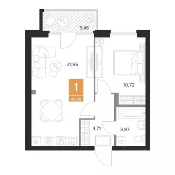 1-к кв. Курская область, Курск Парковый квартал Чувства жилой комплекс ...