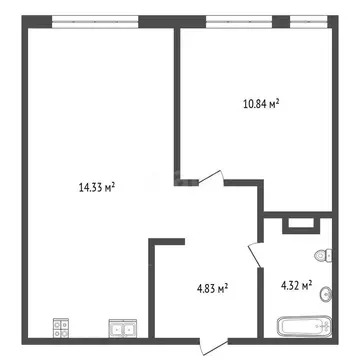 1-комнатная квартира: Тюмень, улица Тимофея Чаркова, 87 (39.1 м)