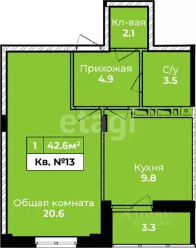 1-к кв. Тульская область, Тула городской округ, д. Харино ул. ...