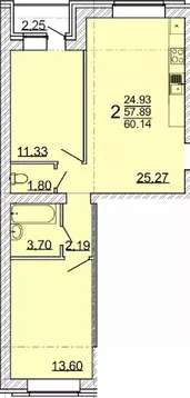 2-к кв. Воронежская область, с. Новая Усмань  (60.14 м)