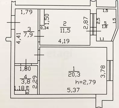 1-комнатная квартира: Казань, улица Космонавтов, 42А (44 м)