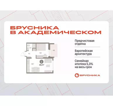 1-к кв. Свердловская область, Екатеринбург Академический мкр, 19-й ...