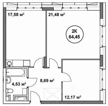 2-к кв. Нижегородская область, Нижний Новгород ул. Родионова (64.45 м)