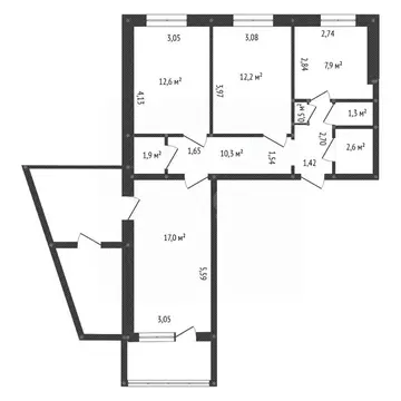 3-к кв. Башкортостан, Уфа ул. Максима Рыльского, 25/2 (83.6 м)