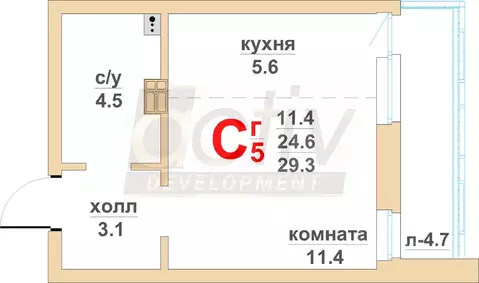 1-к кв. Свердловская область, Екатеринбург ул. Военная, 18 (24.6 м)