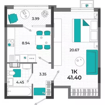 1-к кв. Крым, Евпатория  (41.4 м)