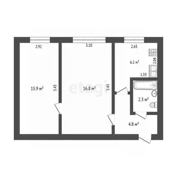 2-к кв. Севастополь ул. Героев Севастополя, 25 (46.5 м)