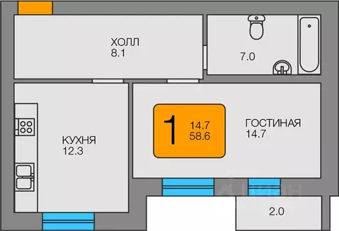 1-к кв. Калининградская область, Янтарный пгт ул. Советская, 104б ...