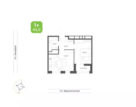 1-к кв. Хабаровский край, Хабаровск Воронежский Бульвар жилой комплекс ...