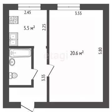 1-к кв. Тюменская область, Тюмень ул. 30 лет Победы, 142 (35.0 м)