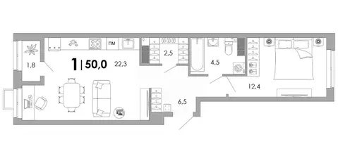 1-к кв. Владимирская область, Владимир Уно жилой комплекс (50.0 м)