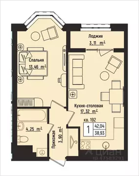 1-к кв. Нижегородская область, Нижний Новгород Литературная ул., 5 ...