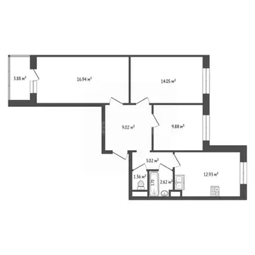 3-к кв. Башкортостан, Стерлитамак ул. Ботаническая, 6 (70.4 м)