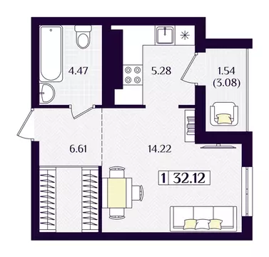 1-к кв. Калининградская область, Зеленоградск ул. Потемкина, 15А ...