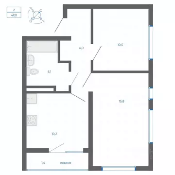 2-к кв. Свердловская область, Екатеринбург ул. Вильгельма де Геннина, ...