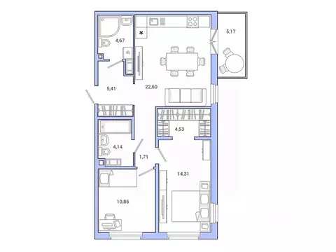 2-к кв. Ленинградская область, Гатчина ул. Чехова, 39 (70.0 м)