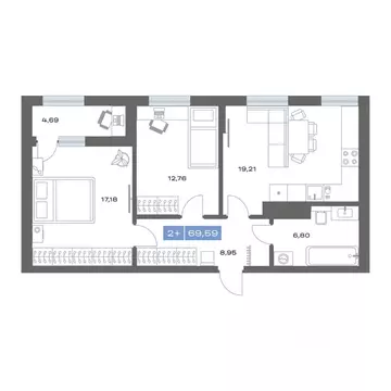 2-к кв. Тюменская область, Тобольск пер. Радищева, 17 (69.59 м)