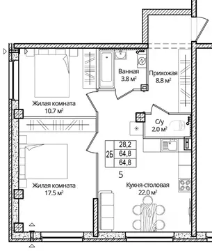 2-к кв. Псковская область, Псковский район, Завеличенская волость, д. ...