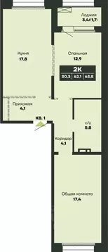 2-к кв. Новосибирская область, Новосибирск Гренландия жилой комплекс ...