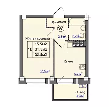 1-к кв. Псковская область, Псковский район, Завеличенская волость, д. ...