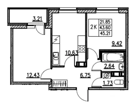 2-к кв. Ленинградская область, Кудрово г. Всеволожский район, ...