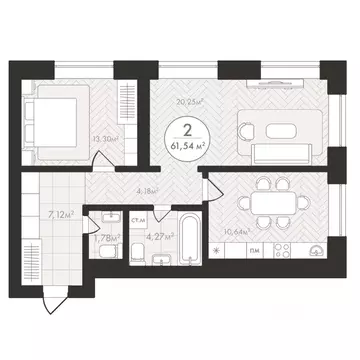 2-к кв. Башкортостан, Уфа Южный-2 мкр,  (61.54 м)