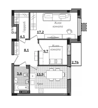 2-к кв. Смоленская область, Смоленск ул. Александра Степанова, 14 ...