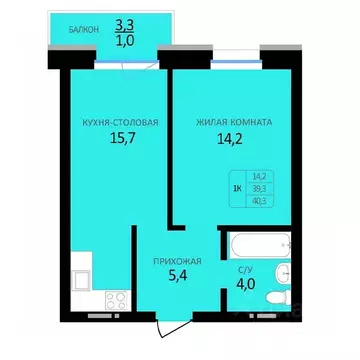 1-к кв. Алтайский край, Барнаул ул. Юрина, 118Д (40.3 м)