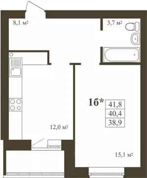 1-к кв. Тамбовская область, Тамбов Телецентр мкр,  (41.8 м)