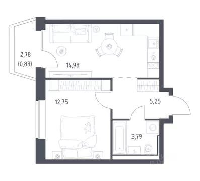1-к кв. Москва Внуковское поселение, д. Рассказовка, вл204к2 (37.6 м)