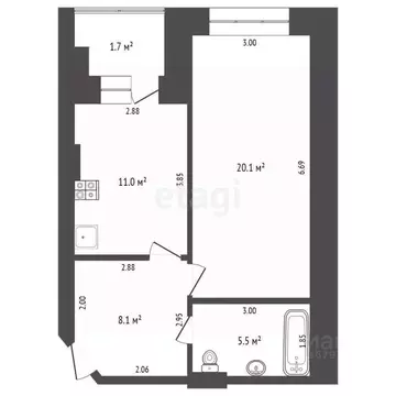 1-к кв. Самарская область, Тольятти Спортивная ул., 61 (46.0 м)