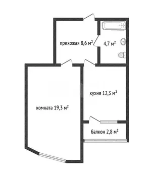 1-комнатная квартира: Краснодар, Парусная улица, 10к1 (45.1 м)